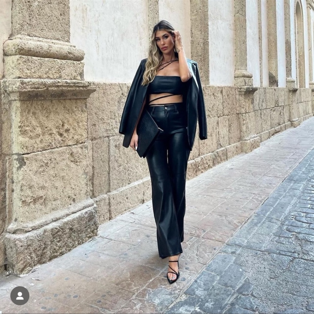 Zara Black Leather Top